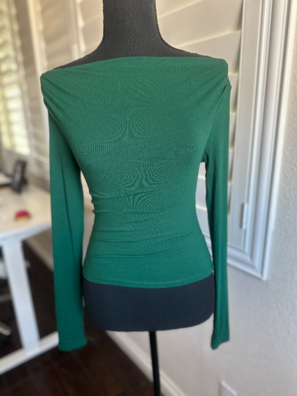 Wild Fable Green Boatneck Long Sleeve Top